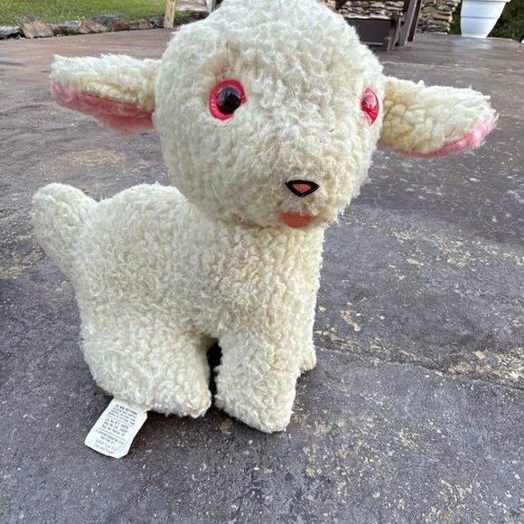 Vintage Dollcraft industries lamb sheep stuffed animal plush wind up musical - Picture 1 of 10